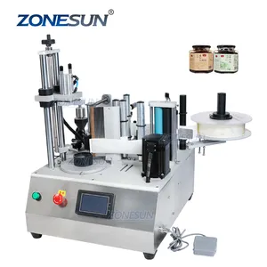 Zonesun ZS-TB300W Zeshoekige Jar Roterende Commerciële Semi Automatische Sticker Labeling Machine Voor Vierkante Cosmetica Glazen Flessen