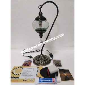 DIY Handmade Turkish Style Mosaic Electric Moon Shape Stained <strong>Glass</strong> Table Lamp <strong>Shade</strong> Iron Body European Design - Product Image 5