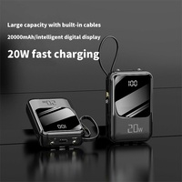 Batterie externe ultra-fine et portable avec câble intégré, charge rapide PD20W, mini batterie externe à charge rapide