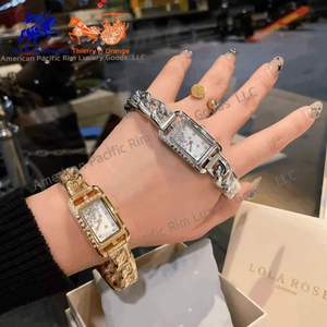 Relojes de Lujo para Mujer Marca H con Diamantes, Diseño Cuadrado Personalizado, Movimiento de Cuarzo Ronda, Caja de Acero Inoxidable 316L, Puntero Moderno - Product Image 2