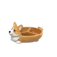Bol en céramique sculpté en forme de Corgi mignon, plat en céramique multi-compartiments pour bonbons, noix, condiments, décoration de comptoir de cuisine ou de table