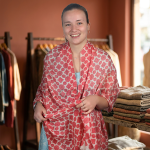 กล่องสีแดง Pashmina สำหรับผู้หญิง-Handmade Shawl Wrap Elegant รูปแบบ - Product Image 2