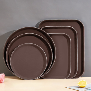 Vassoi per Servizio Alimentare Rotondi e Rettangolari in Plastica Temperata Antiscivolo Rinforzata per Hotel e Ristoranti Commerciali - Product Image 1