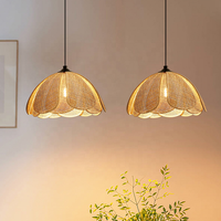 Pétales Log Style Lustre Grand Rotin Lustre Restaurant Lustre Japonais Tissé B & B Chambre Chambre Salon Lampe