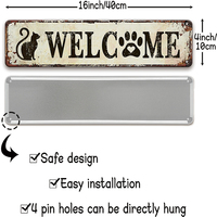 Letrero Metálico Decorativo Vintage con Diseño de Huellas de Gato, Oso y Ciervo para Puerta Principal, Decoración de Porche de Casa de Campo