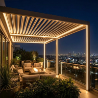 Pergola Bioclimatique en Aluminium 3x4 m Équipée de Portes en Verre, Éclairage LED, Design Écologique et Étanche pour Terrasse et Balcon