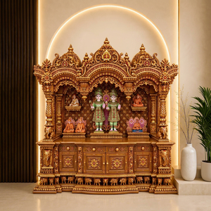 Premium Handcrafted Teak Wood Pooja Mandir for Luxury <b>Homes</b> <b>Buy</b> Traditional South Indian Style Wooden <b>Temple</b> For Luxury <b>Homes</b> UK - Product Image 1