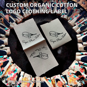 Custom Printed Heat Cut Loop Fold Eco-Friendly Natural Organic Cotton Logo <b>Label</b> 100% Soft Organic Cotton Clothing Garment <b>Shoes</b> - Product Image 2