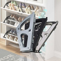 Flip seau étagère à chaussures accessoires matériels simple Double trois couches Ultra-mince en acier inoxydable armoire à chaussures cadre de support