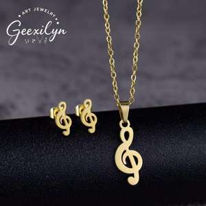 यूरोपीय अमेरिकी पंक मिश्र धातु तीन-टुकड़ा हार और इयररिंग सेट यूनिसेक्स ट्रेंडी चिकनी ज्यामितीय डिजाइन चीन में बनाया गया - Product Image 4