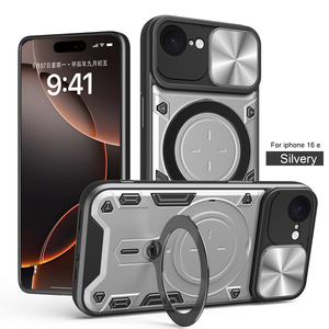 Funda de armadura con soporte magnético de 360 ° de alta calidad para iPhone 16E Plus PC Material de TPU con lente Push Window Contraportada a prueba de golpes - Product Image 2