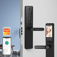 Cerradura inteligente al por mayor cámara incorporada huella digital biométrica Tuya App Smart Home manija de la puerta cerradura segura