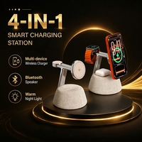 KUANGXIANG Cargador Inalámbrico Súper Rápido Qi22 de 25W con Altavoz para Teléfono Móvil, Auriculares, Reloj Inteligente, con Luz Nocturna de Cabecera y Soporte