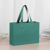 Bolsa de Compra Reutilizable de Papel Kraft Verde de Lujo al por Mayor con Asa de Cinta, Reciclable, Promoción de Supermercado, Impresión Offset