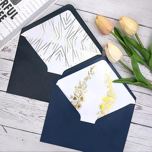 Custom Luxury <b>Simple</b> Business Digital Printing Wallet Envelopes Decorative Floral Gold Border Stationery Ordinary Paper - Product Image 4