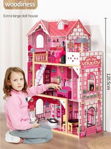 <span class=keywords><strong>Maison</strong></span> <span class=keywords><strong>de</strong></span> poupée en bois rose avec meubles, cuisine, chambre et salle <span class=keywords><strong>de</strong></span> bain simulées, jouet éducatif pour enfants, jeu <span class=keywords><strong>de</strong></span> rôle, cadeau - Product Image 3