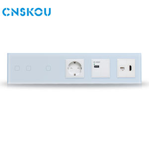 CNSKOU CE/RoHs 1/2 di vetro Gang 2/3/4Way Wifi Smart Touch interruttore EU/Germany USB Lan <span class=keywords><strong>Internet</strong></span> HD Video presa presa a muro - Product Image 2