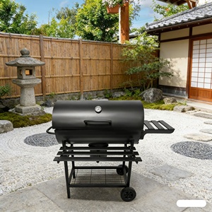 Barbacoa de acero inoxidable comercial para exteriores, tipo Kamado, con mesa, para cocina exterior, ahumador y parrilla de carbón, diseño Donut Boat - Product Image 5