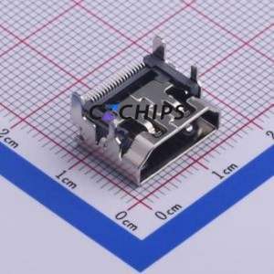 HDMI-019S HDMI Connector SMD Connector ( Connector Type: HDMI-A )( Gender: Female )( Total Number of PINs: 19P ) - Product Image 1