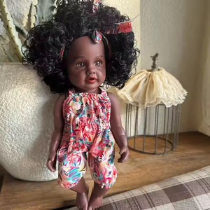 Muñecas afroamericanas de moda de 12 pulgadas, juguete de plástico para niñas con cabello rizado y vestidos coloridos para niños de 2 a 4 años - Product Image 5