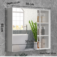 Armoire de salle de bain moderne avec miroir LED, interrupteur tactile, fonction anti-buée, porte en verre cannelé, aluminium résistant à l'humidité, 60-100 cm en option