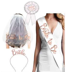 Bachelor Party <strong>Bride</strong> <strong>to</strong> <strong>Be</strong> Set Rose Gold Bridal Veil <strong>Headband</strong> Shoulder Strap Sticker Four-piece Set - Product Image 6