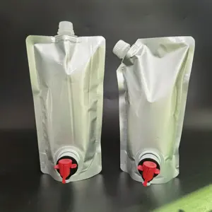 1L Aluminum Foil Stand Up Spout Pouch With Vitop Liquid Drink Doypack Collapsible Water Container For Wine Juice Coffee