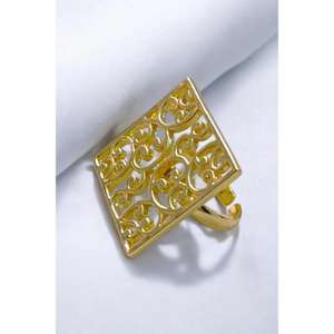 Anillo Ancho de Latón Estilo Bohemio Vintage de Moda, Unisex, con Patrón Hueco, para Uso Diario Informal, Inspirado en la Moda Cristiana - Product Image 1