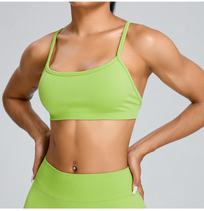 Wholesale Women's Adjustable <b>Cross</b> Back Sports Bra Square Neck Yoga Crop <b>Top</b> Padded Quick Dry Workout Bra Breathable Running Bra - Product Image 5