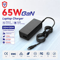 Chargeur d'ordinateur portable GaN 65W PD 3.0 à charge rapide, adaptateur secteur de bureau, certifié CE, fabricant professionnel OEM ODM, 65 watts