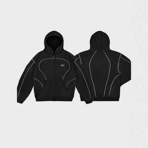 Felpe con cappuccio e tuta da ginnastica ricamati <span class=keywords><strong>Hip</strong></span> <span class=keywords><strong>Hop</strong></span> personalizzati Set di due pezzi per uomo <span class=keywords><strong>felpa</strong></span> dei pesi massimi di Terry francese - Product Image 2