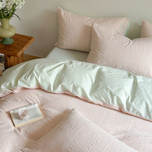 An Youtian 40 Count Pure Cotton <b>Bedding</b> <b>Set</b> 133x72 Twill Solid Color Duvet Cover And Sheet <b>Set</b> For Bedroom - Product Image 1