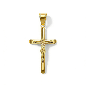 Collana con Crocifisso Placcato Oro 18K, Ciondolo a Croce Cattolica Cristiana, Gioiello Religioso per Uomini e Donne - Product Image 2