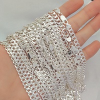 Chaîne cubaine en argent sterling 925 véritable, vente en gros, collier à maillons fins très prisé