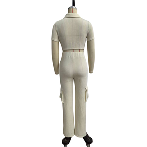 H0062-Completo Alla Moda con Giacca Corta e Pantaloni Cargo, Tuta da Donna in Due Pezzi, Abbigliamento Casual - Product Image 6