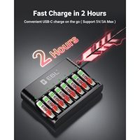 Piles rechargeables AA au lithium EBL avec chargeur, lot de 8, 3000 mWh, 1,5 V, tension constante, piles rechargeables au lithium AA