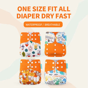 ผ้าอ้อมเด็กแบบผ้า 4 ชิ้น/ชุด ซักได้ เป็นมิตรกับสิ่งแวดล้อม ปรับขนาดได้ ใช้ซ้ำได้ เหมาะสำหรับเด็กน้ำหนัก 3-15 กิโลกรัม - Product Image 2