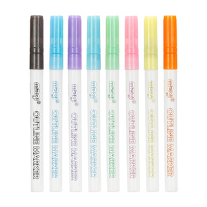Wholesale Bonvan BW-001 Double Line Contour Pen Fluorescent Glitter Color <b>Marker</b> with Plastic Material Set Packaging - Product Image 3