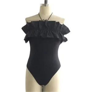 OEM Women Combo Ruffle Strapless Swimsuit Nylon Spandex Swimwear Trendy Monokini One-piece Bodysuit