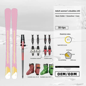 Nouvel ensemble de snowboard tout-terrain amélioré pour adultes, chaussures de <span class=keywords><strong>ski</strong></span>, bâtonnets, ensemble double board pour femmes adultes, ensemble double board de poudreuse 143 cm - Product Image 2