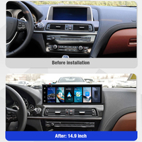 Écran central de voiture de 14,9 pouces avec système Linux, compatible CarPlay, musique Bluetooth et navigation GPS pour BMW Série 6 F06 F12 2010-2019