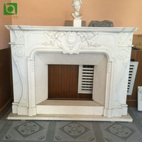 Cheminée décorative en pierre sculptée à la main en marbre blanc naturel