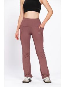 Leggings de sport pour femme Munns & Mars, couleur mauve, en Lycra uni, taille haute, coupe évasée, avec poche pour téléphone portable, pour le fitness, vente en gros - Product Image 4