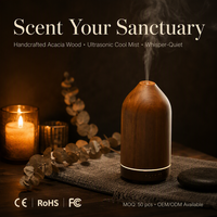 Diffuseur d'arômes 100% bois d'acacia véritable 200ml, grain naturel, 10-50m², 40dB, ultrasonique, pour hôtels, durable, OEM, MOQ 2 pièces