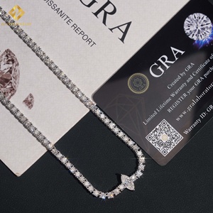 Women's 925 Silver Rhodium Plated Diamond <b>Necklace</b> Marquise Cut 3mm Moissanite Tennis <b>Chain</b> - Product Image 2