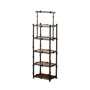 Étagère de présentation en bambou à cinq niveaux, support de rangement rectangulaire autoportant pour la décoration de la salle de thé et du bureau - Product Image 5