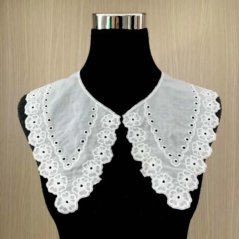 New arrival High Quality Embroidered Neckline Cotton Lace Collar Sewing With Flower for dress