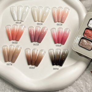 เจลเพ้นท์เล็บแบบออมเบร แพทแพท ชนิดยึดติดแน่น ปราศจากสาร HEMA ชุดเจลขัดเงา 9 สี พร้อมพาเลทสำหรับเพ้นท์เล็บแบบคุชชั่น - Product Image 5