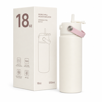 Bouteille d'eau isotherme en acier inoxydable 18 oz à double paroi sous vide, options de couvercle personnalisées, garde au chaud 12h et au froid 24h pour l'extérieur
