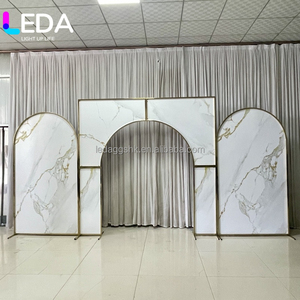 LEDA Stainless Steel Wedding <b>Backdrop</b> <b>Stand</b> Gold Arch <b>Backdrop</b> For Wedding Event Party Stage Decor - Product Image 1